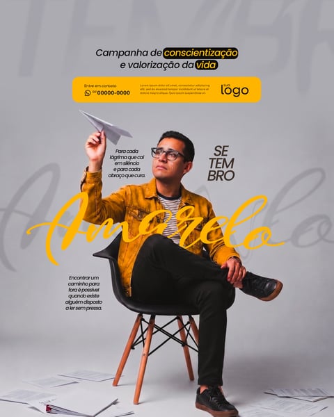 SOCIAL MEDIA SETEMBRO AMARELO 2026 CONSCIENTIZAÇÃO PSD EDITÁVEL