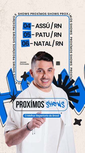 NBW FLYER AGENDA DE SHOWS SEMANAL JONAS ESTICADO STORY PSD EDITAVEL