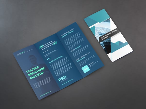 PANFLETO ABERTO PSD EDITÁVEL MOCKUP