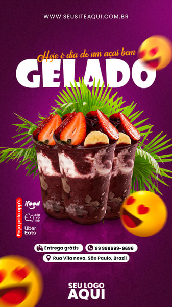POST STORY - AÇAÍTERIA - HOJÉ É DIA DE UM AÇAÍ BEM GELADO