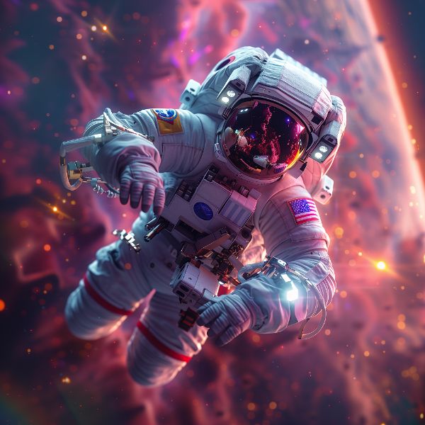 ASTRONAUTA NA ESPAÇO | COM LUZES NEON | FAÍSCAS | IMAGEM BACKGROUND