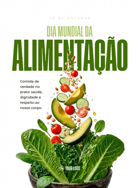 DIA MUNDIAL DA ALIMENTAÇÃO SAUDÁVEL SOCIAL MEDIA FLYER PSD EDITÁVEL