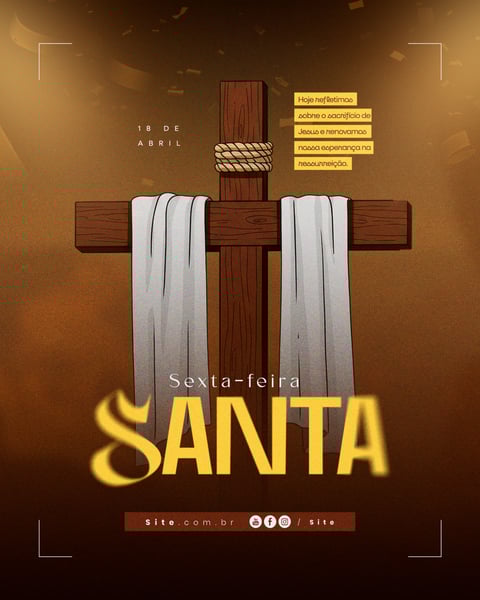 Sexta Feira Santa 18 de abril Páscoa Cristã data comemorativa social media editavel