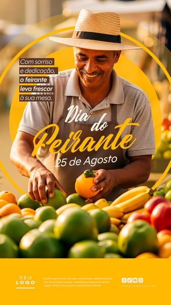 DIA DO FEIRANTE 25 DE AGOSTO SOCIAL MEDIA PSD EDITÁVEL STORY