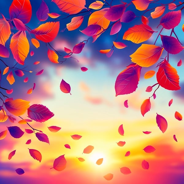 FUNDO DO PÔR DO SOL COM FOLHAS