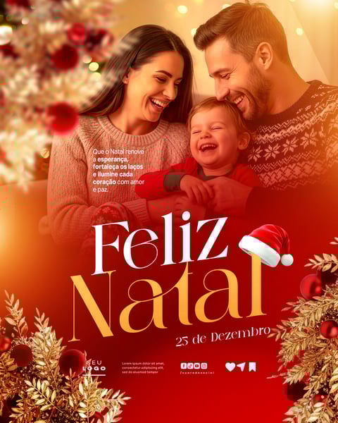 FELIZ NATAL E PRÓSPERO ANO NOVO 25 DE DEZEMBRO SOCIAL MEDIA PSD EDITÁVEL 4