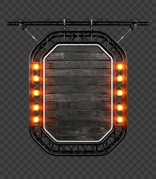 LUZ DE PALCO OCTAGONAL METÁLICA COM LUZES EM PNG
