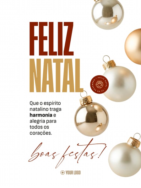 FELIZ NATAL BOLAS BRANCAS SOCIAL MEDIA FLYER PSD EDITÁVEL