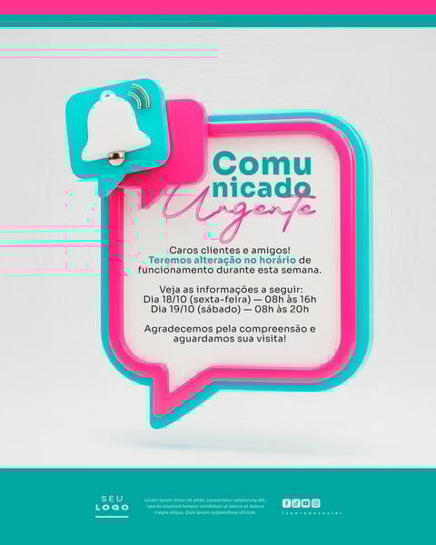 COMUNICADO AVISO SOCIAL MEDIA PSD EDITÁVEL 16