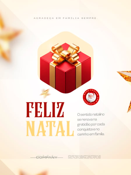 FELIZ NATAL PRESENTE VERMELHO PAPAI NOEL SOCIAL MEDIA FLYER PSD EDITÁVEL