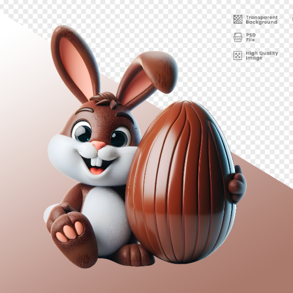 COELHO DA PÁSCOA  ELEMENTO 3D PARA COMPOSIÇÃO - COELHO COM CHOCOLATE