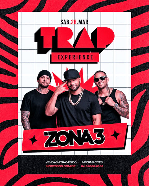 FLYER PARA EVENTO TRAP EXPERIENCE PSD EDITÁVEL