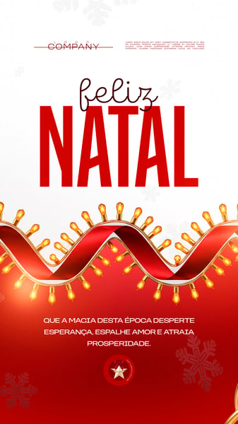 Feliz Natal Vermelho Luzes Social Media Flyer PSD Editável story
