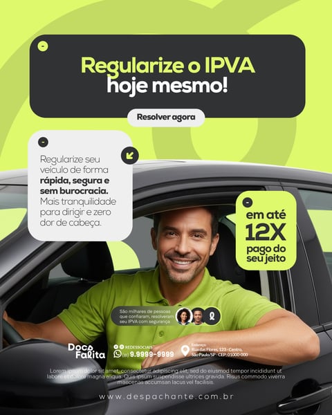 IPVA Despachante Veicular Social Media PSD Editável