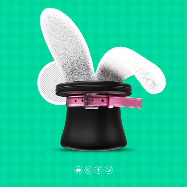 SELO 3D CARTOLA COELHO DE PÁSCOA PARA REDES SOCIAIS