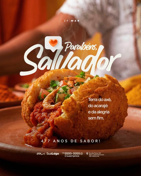COMEMORAÇÃO ANIVERSÁRIO DE SALVADOR 29 DE MARÇO SOCIAL MEDIA PSD EDITÁVEL 4