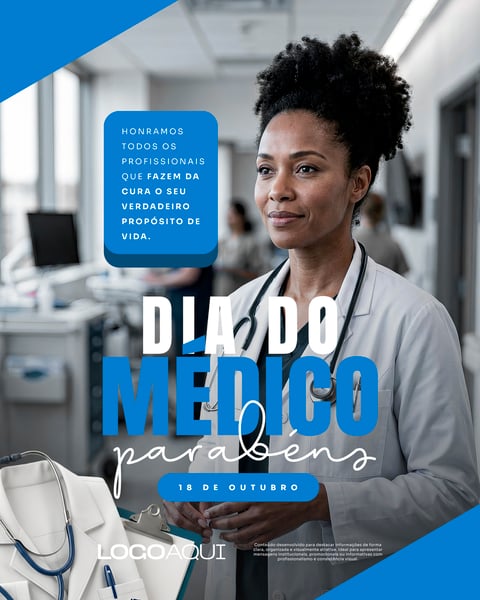 DIA DO MÉDICO PROFISSIONAIS SAÚDE SOCIAL MEDIA FLYER PSD EDITÁVEL