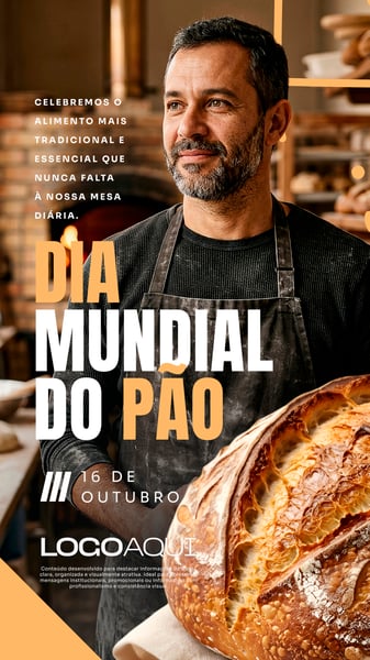 DIA MUNDIAL DO PÃO PADARIA SOCIAL MEDIA FLYER PSD EDITÁVEL STORY