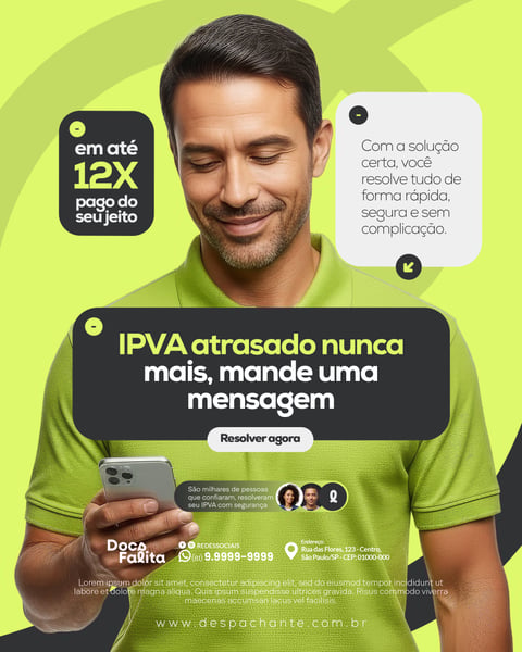 IPVA Despachante Veicular Social Media PSD Editável