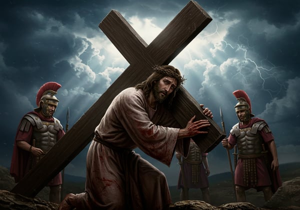 XOB IMAGEM DE CRISTO CARREGANDO A CRUZ SEMBLANTE DE DOR PARA COMPOSIÇÃO