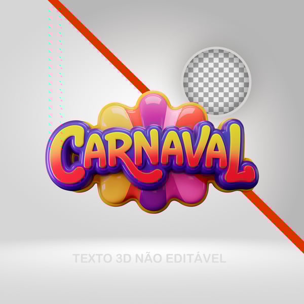 SELO 3D CARNAVAL, TEXTO 3D, LOGOTIPO PARA BLOCO, FOLIA, FLYERS 04  PNG TRANSPARENTE