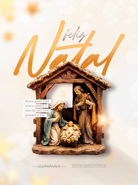 FELIZ NATAL PRESÉPIO SAGRADO FAMÍLIA SOCIAL MEDIA FLYER PSD EDITÁVEL