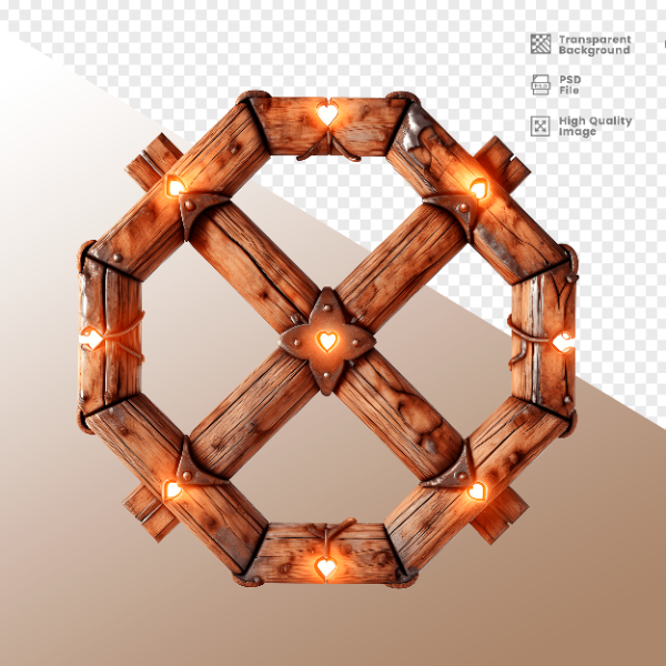 CÍRCULO DE MADEIRA COM LUZ - ELEMENTO 3D PARA COMPOSIÇÃO - WOOD