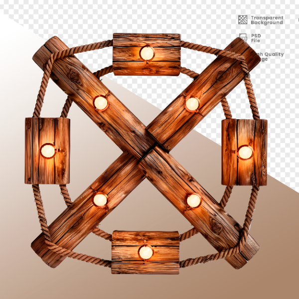 CÍRCULO DE DE MADEIRA COM LUZ - ELEMENTO 3D PARA COMPOSIÇÃO - WOOD
