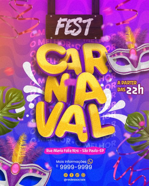FLYER EVENTO DE CARNAVAL FEST PSD EDITÁVEL
