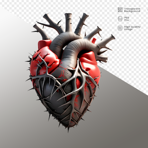 CORAÇÃO COM ESPINHOS  ELEMENTO 3D PARA COMPOSIÇÃO - HEART