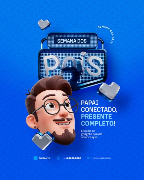 Semana dos Pais para Loja de Informática Presente Completo Social Media PSD Editável