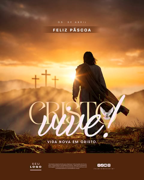 FELIZ PÁSCOA CRISTE VIVE 05 DE ABRIL SOCIAL MEDIA PSD EDITÁVEL 5
