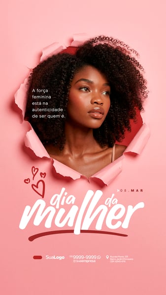 DIA INTERNACIONAL DA MULHER 08 DE MARÇO SOCIAL MEDIA PSD EDITÁVEL 3 STORY