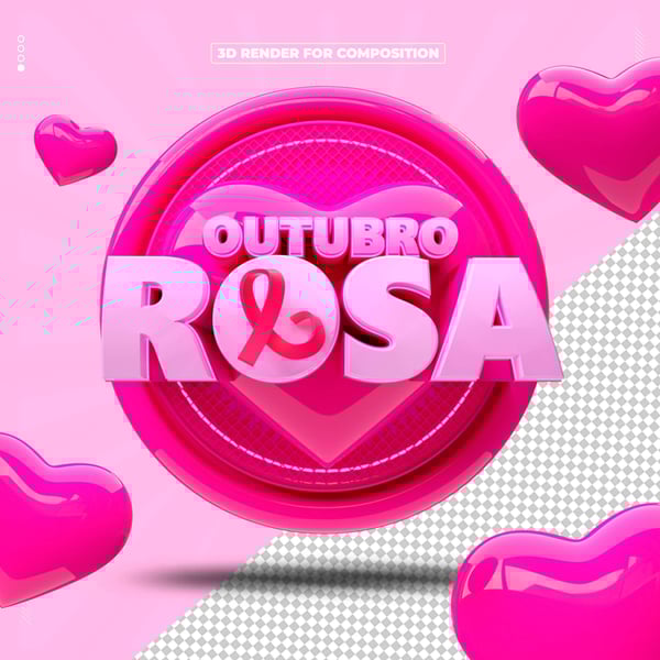 SELO 3D OUTUBRO ROSA PARA COMPOSIÇÃO