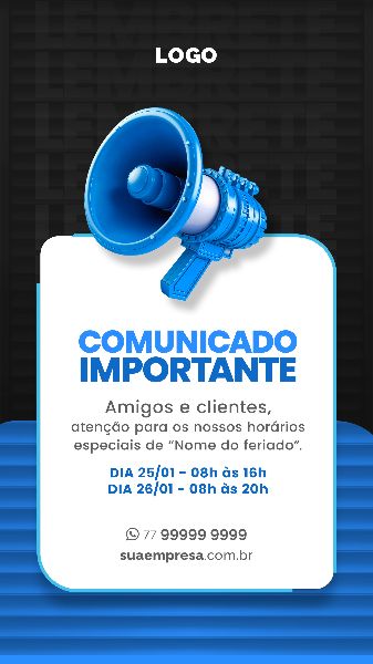 SOCIAL MEDIA PARA AVISOS E COMUNICADOS - AZUL