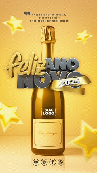 FELIZ ANO NOVO 2025 REDES SOCIAIS PSD EDITÁVEL