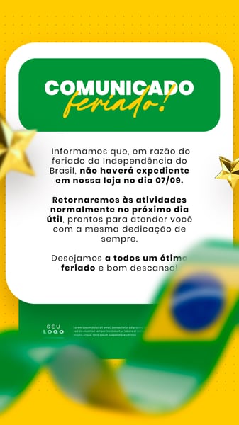 COMUNICADO DE FERIADO AVISO 7 DE SETEMBRO INDEPENDÊNCIA DO BRASIL SOCIAL MEDIA PSD EDITÁVEL STORY (3)