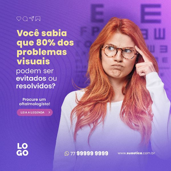 80% DOS PROBLEMAS VISUAIS | SOCIAL MEDIA - ÓTICA