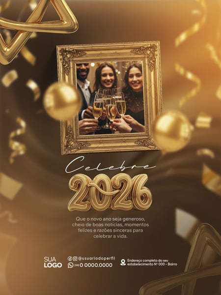 POST FEED FELIZ ANO NOVO 2026 SOCIAL MEDIA PSD EDITÁVEL 7