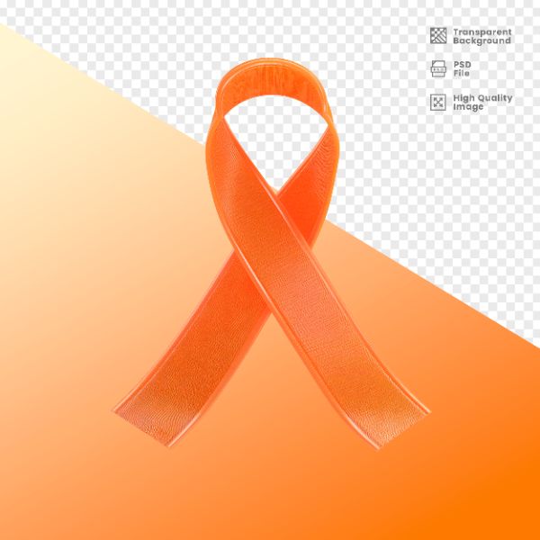 ELEMENTO 3D PARA COMPOSIÇÃO FITA LARANJA LUTA CONTRA O CÂNCER