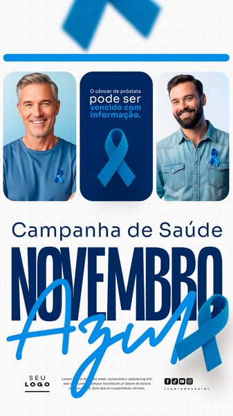 NOVEMBRO AZUL MÊS DE COMBATE AO CÂNCER DE PRÓSTATA CAMPANHA MUNDIAL DE SAÚDE SOCIAL MEDIA PSD EDITÁVEL STORY 4