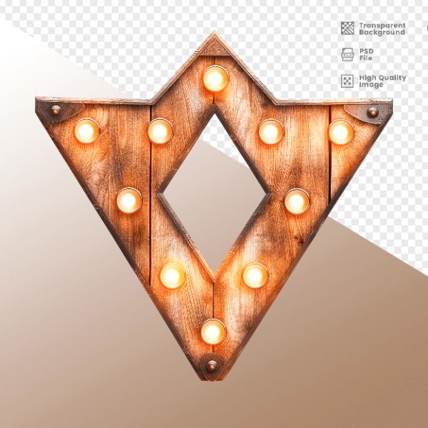 LOSANGO DE MADEIRA COM LUZ - ELEMENTO 3D PARA COMPOSIÇÃO