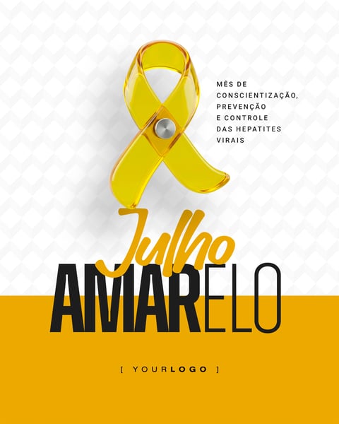BANNER DO MÊS DE CONSCIENTIZAÇÃO JULHO AMARELO COM LAÇO PSD EDITÁVEL