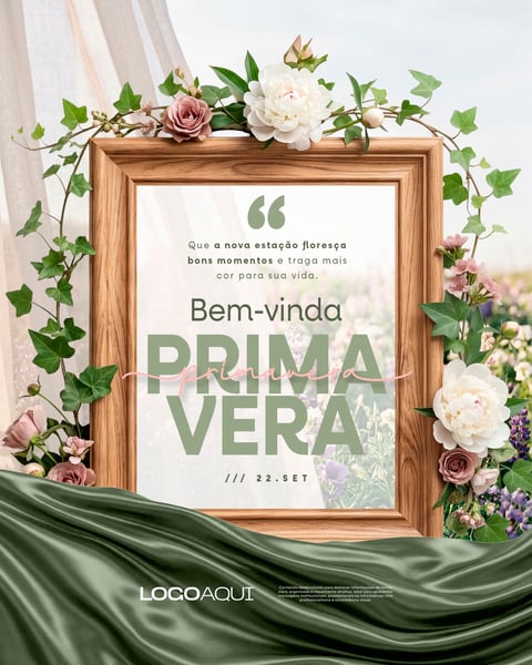 BEM VINDO PRIMAVERA FLORAL SOCIAL MEDIA FLYER PSD EDITÁVEL