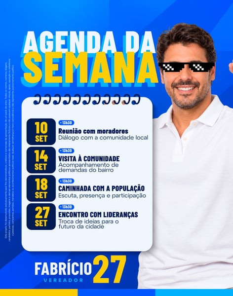 Flyer De Agenda Semanal Para Campanha De Candidato A Vereador Social Media PSD Editável