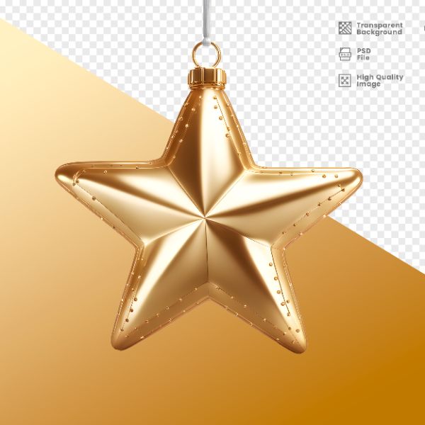 ELEMENTO 3D ESTRELA DOURADA DECORAÇÃO NATAL ANO NOVO