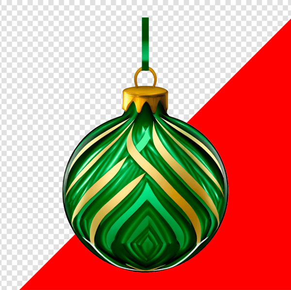 ENFEITE NATALINO BOLA VERDE E DOURADO PARA COMPOSIÇÃO PNG TRANSPARENTE SEM FUNDO
