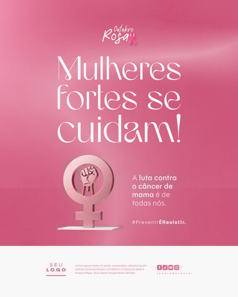 OUTUBRO ROSA CAMPANHA INTERNACIONAL DE CONSCIENTIZAÇÃO PARA O CONTROLE DO CÂNCER DE MAMA SOCIAL MEDIA PSD EDITÁVEL 3