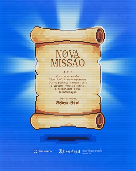 Campanha Abril Azul Missão Conscientização Espectro Autista TEA Social Media PSD Editável