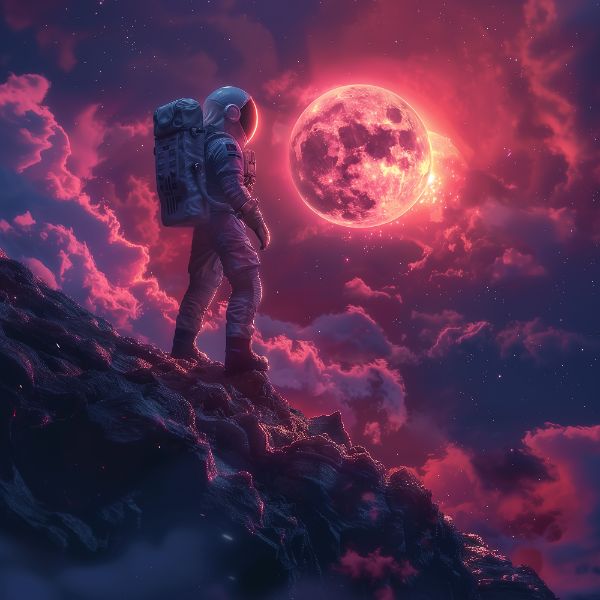 ASTRONAUTA NA ESPAÇO | COM LUZES NEON | FAÍSCAS | IMAGEM BACKGROUND